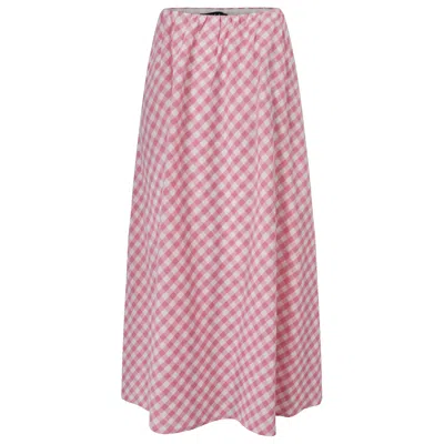 Smart And Joy Women's Cotton Midi Skirt With Pockets - Pink