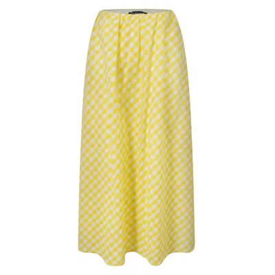 Smart And Joy Women's Cotton Midi Skirt With Pockets - Yellow