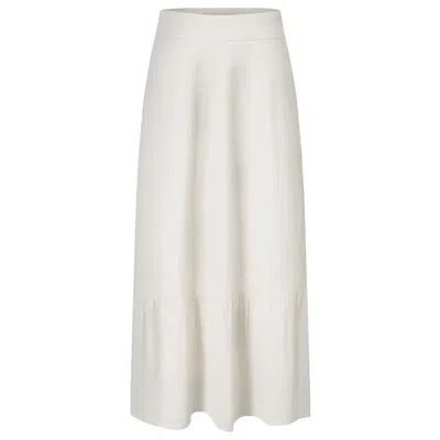 Smart And Joy Women's Cotton Midi Skirt With Ruffles - White