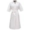Smart And Joy Women's Cotton Shirt Dress With Bat Sleeves - White In White