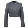 Smart And Joy Women's Crop Bolero Minimalist Blazer - Dark Grey In Gray