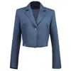 Smart And Joy Women's Crop Tailor Jacket - Blue In Blue