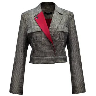 Smart And Joy Women's Crop Tailor Safari Jacket And Removable Lapel - Golden