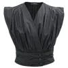 Smart And Joy Women's Cross-heart Crop Top In Cotton - Black In Black