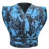 Smart And Joy Women's Cross-heart Crop Top In Cotton - Blue In Blue