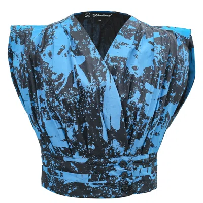 Smart And Joy Women's Cross-heart Crop Top In Cotton - Blue