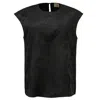 Smart And Joy Women's Cupro Round Neck Sleveless Top- Black In Black