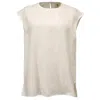 Smart And Joy Women's Cupro Round Neck Sleveless Top- White In White