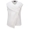 Smart And Joy Women's Double Breasted Pleated Asymmetric Top - White In White