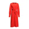 Smart And Joy Women's Draped Blouse Dress With Side Bow - Red In Red