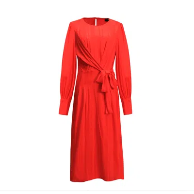 Smart And Joy Women's Draped Blouse Dress With Side Bow - Red