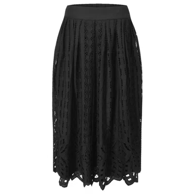 Smart And Joy Women's Embroidered Cotton Midi Skirt - Black In Blue