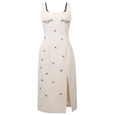 Smart And Joy Women's Embroidered Fitted Coktail Dress - White In Neutral