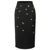 Smart And Joy Women's Embroidered Pencil Skirt - Black In Black
