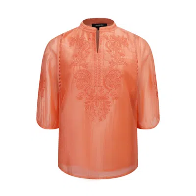 Smart And Joy Women's Embroidered Tencel-blend Blouse- Red