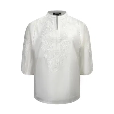 Smart And Joy Women's Embroidered Tencel-blend Blouse - White