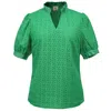 Smart And Joy Women's Eyelet Cotton Lace Loose Blouse -green In Green