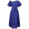 Smart And Joy Women's Fit-and-flare Asymmetric Collar Dress -blue In Blue