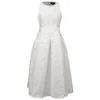 Smart And Joy Women's Fit-and-flare Collar Trim Textured Jacquard Dress - White In Gray