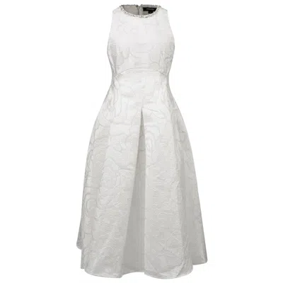 Smart And Joy Women's Fit-and-flare Collar Trim Textured Jacquard Dress - White In Gray
