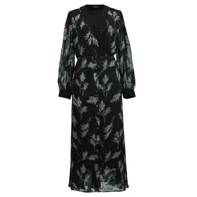 Smart And Joy Women's Fit And Flare Muslin Printed Dress - Black