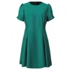 Smart And Joy Women's Fit-and-flare Satin Short Dress Round Neckline - Green In Green