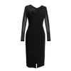 Smart And Joy Women's Fitted Dress In Jersey And Mesh - Black In Black