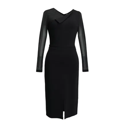 Smart And Joy Women's Fitted Dress In Jersey And Mesh - Black
