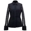 Smart And Joy Women's Fitted Long Sleeves Lace Shirt - Black In Black