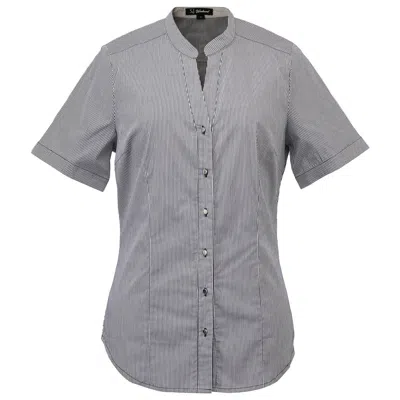 Smart And Joy Women's Fitted V-neck Short Sleeves Cotton Shirt - Black