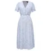 Smart And Joy Women's Flared Empire Dress With Liberty Print - Light Blue In Blue