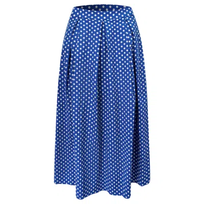 Smart And Joy Women's Flared Midi Skirt With Polka Dots - Blue