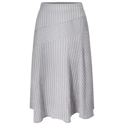 Smart And Joy Women's Flared Midi Skirt With Stripes - Grey In Gray