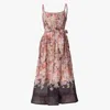 Smart And Joy Women's Flower Print Organza Strappy Dress - Black In Black