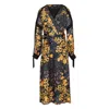 Smart And Joy Women's Flower Print Wrap Dress In Black