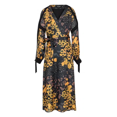 Smart And Joy Women's Flower Print Wrap Dress In Black