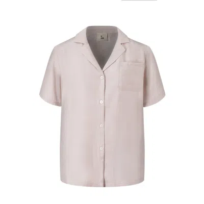 Smart And Joy Women's Flowy Blouse With Tailored Collar And Short Sleeves - Pink