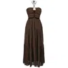 Smart And Joy Women's Front Cut-out Strappy Maxi Summer Dress - Brown In Brown