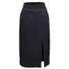 Smart And Joy Women's Front Slit Pencil Skirt - Black In Black