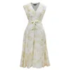 Smart And Joy Women's Gold Tropical Print Sleeveless Midi Dress In Gold