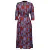 Smart And Joy Women's Graphic Print V Neckline Midi Wrap Dress