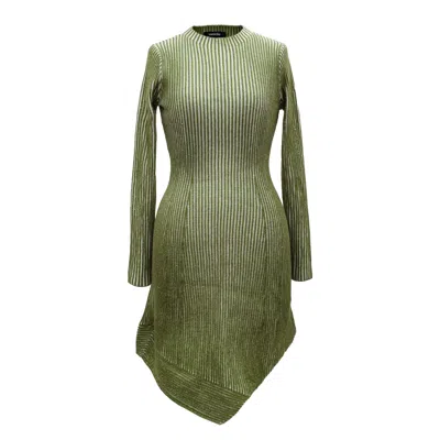 Smart And Joy Women's Green Asymmetric Bodycon Short Knit Dress