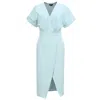 Smart And Joy Women's Green Asymmetric Side Buttoned Cross-heart Dress - Mint In Green