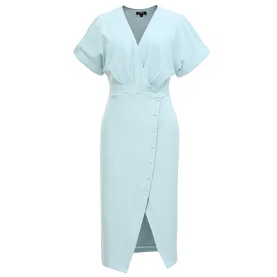 Smart And Joy Women's Green Asymmetric Side Buttoned Cross-heart Dress - Mint