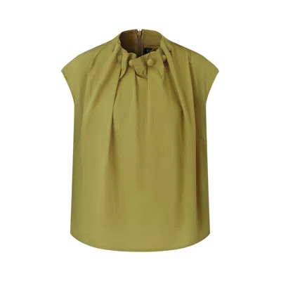 Smart And Joy Women's Green Blouse Ample À Manches Bouffantes En Coton - Vert