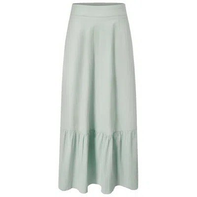Smart And Joy Women's Green Cotton Midi Skirt With Ruffles In Neutral