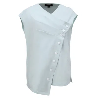 Smart And Joy Women's Green Double Breasted Pleated Asymmetric Top - Mint