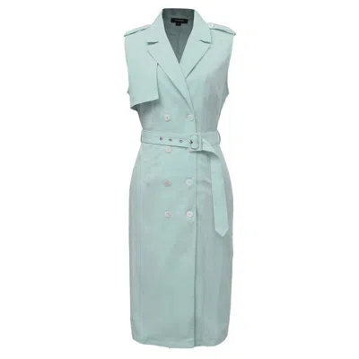 Smart And Joy Women's Green Double Breasted Trench Style Sleeveless Dress - Mint