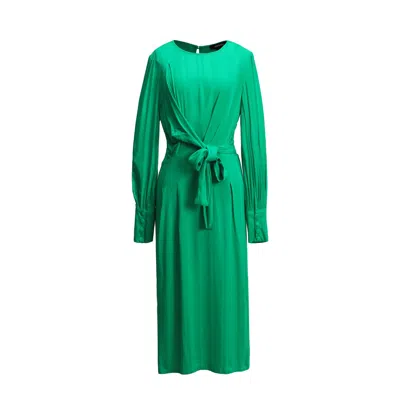 Smart And Joy Women's Green Draped Blouse Dress With Side Bow