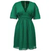 Smart And Joy Women's Green Fit-and-flare Triangle Waistband Printed Dress In Green